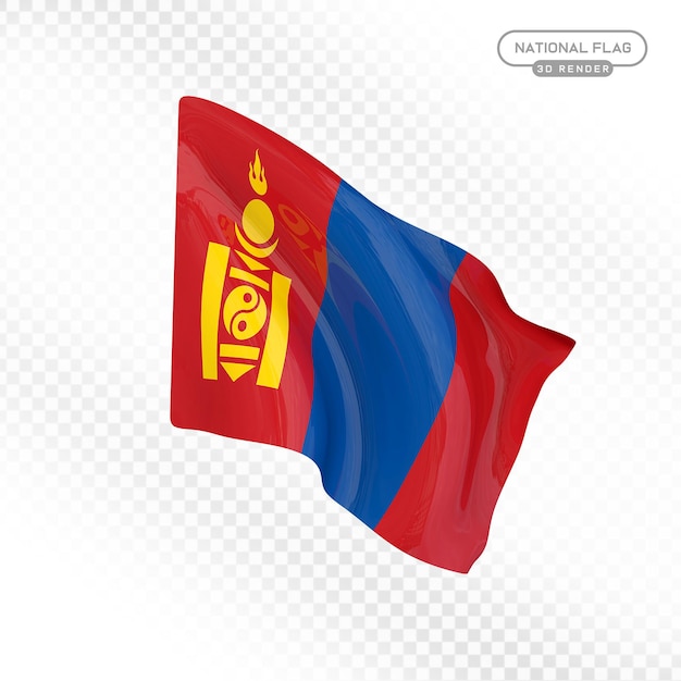 Il agite le drapeau mongol.