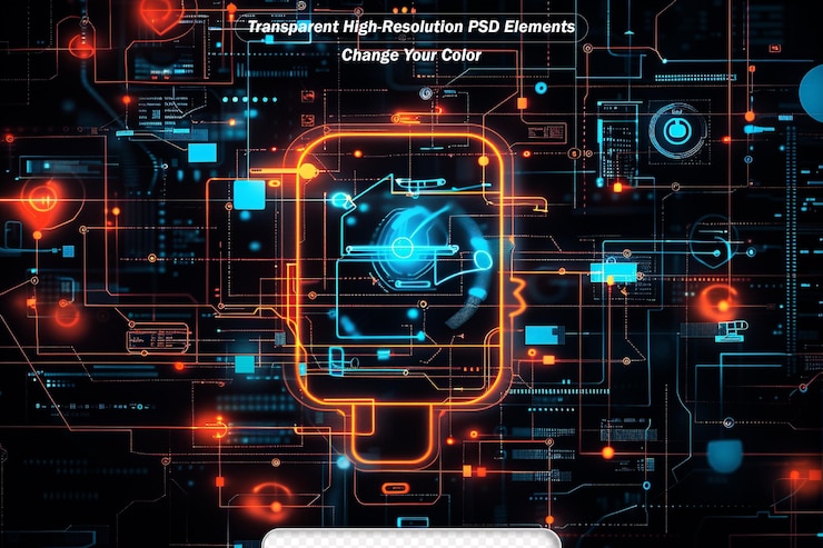 PSD il background tecnologico della scheda madre del computer astratto può essere utilizzato nella descrizione