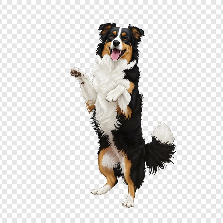 PSD il border collie felice in piedi e sorridente