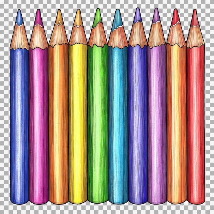 PSD il bordo di matite colorate su un'illustrazione vettoriale a sfondo trasparente