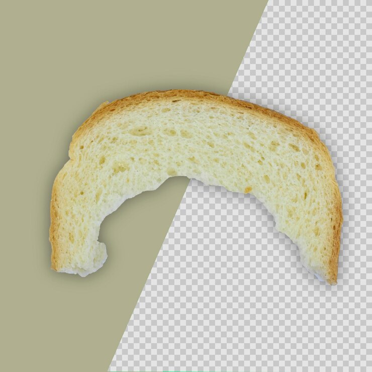 PSD il bordo di taglio del pane per la colazione è isolato