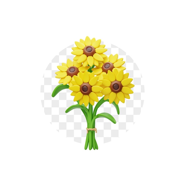 Il bouquet di girasole fiore illustrazione 3D