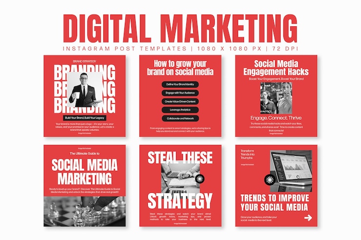 PSD il bundle of digital marketing instagram pack design per il modello di post sui social media