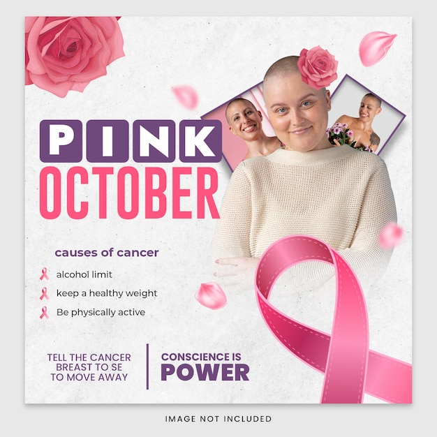 Il cancro rosa di ottobre provoca il design dei post sui social media