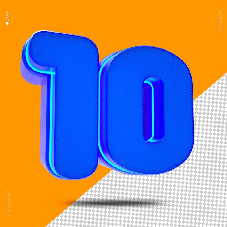 PSD il carattere del numero di rendering 3d è blu