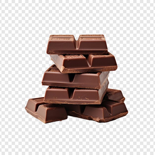 Il cioccolato grande e quello piccolo sono divisi in tre parti isolate su uno sfondo trasparente