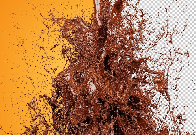 Il cioccolato realistico spruzza il rendering 3d Fontana di cioccolato Forte spruzzata di sciroppo dolce