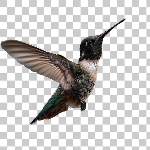 Il colibrì si alza con le ali spalancate