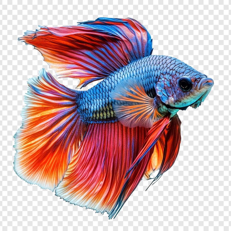 PSD il colorato pesce betta con le pinne che scorrono