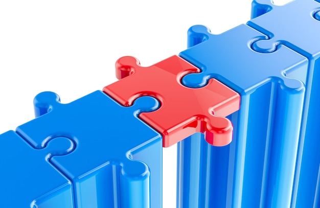 Il concetto di Bridging Loans Bridge from puzzles rendering 3D isolato su uno sfondo trasparente