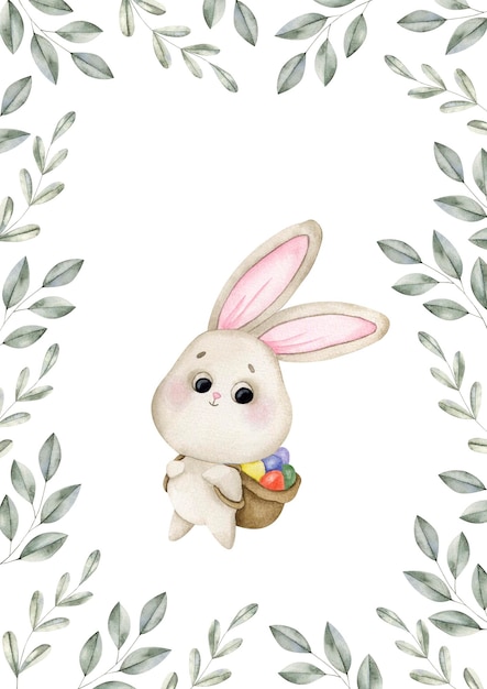 Il coniglietto di Pasqua e la ghirlanda.