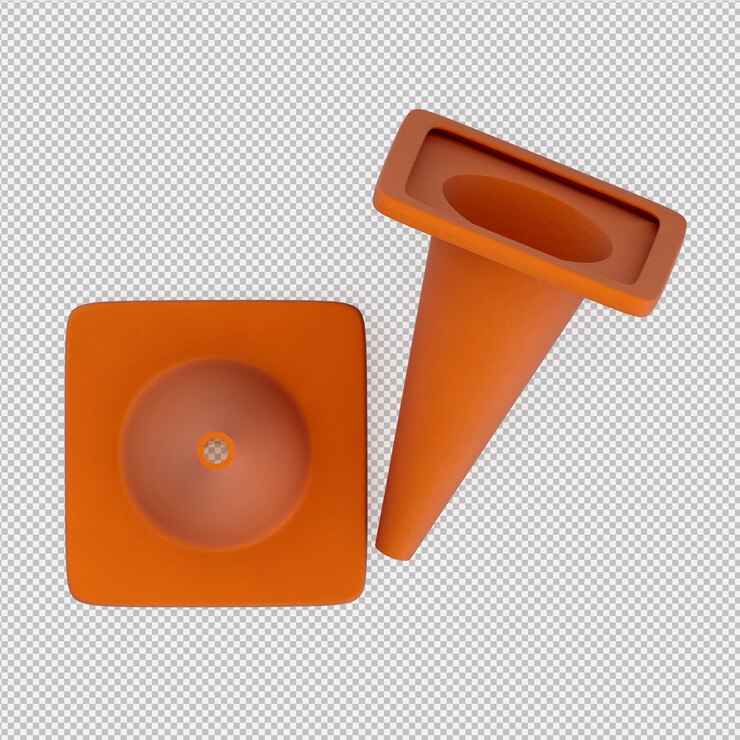 PSD il cono d'avvertimento isometrico 3d rende