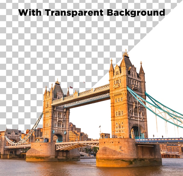 Il famoso Tower Bridge di Londra, in Inghilterra, isolato su uno sfondo trasparente