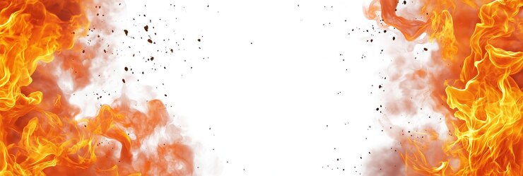 PSD il fuoco vibrante domina la scena drammatica con intense sfumature arancione e giallo.