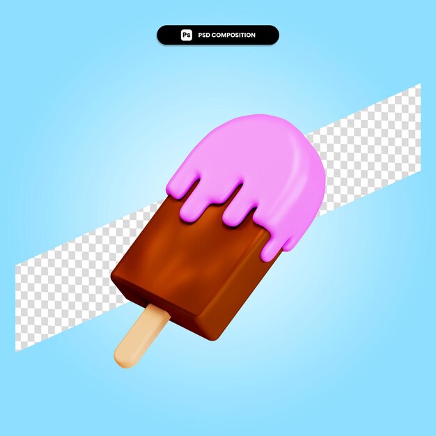 Il gelato 3d rende l'illustrazione isolata