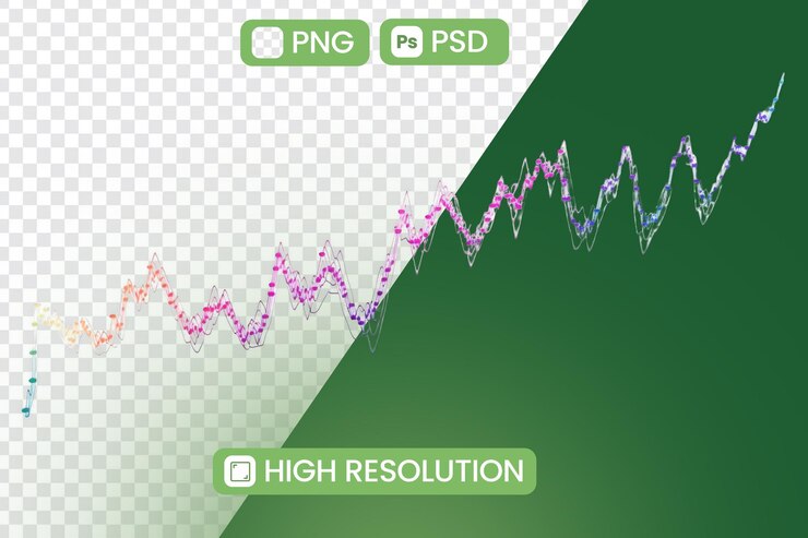 PSD il grafico di crescita mostra la tendenza al rialzo con il tema della visualizzazione dei dati di successo finanziario