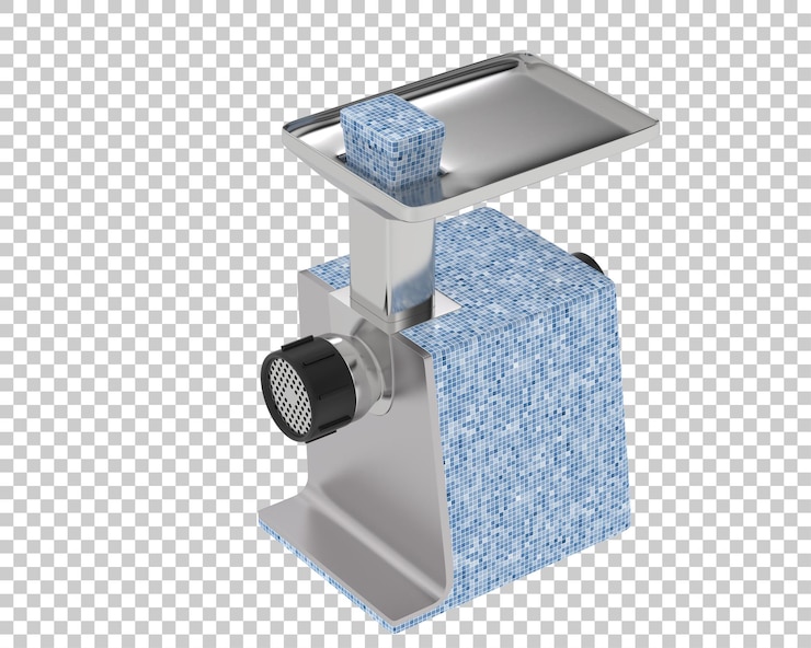 PSD il macinatore di carne isolato sullo sfondo illustrazione di rendering 3d