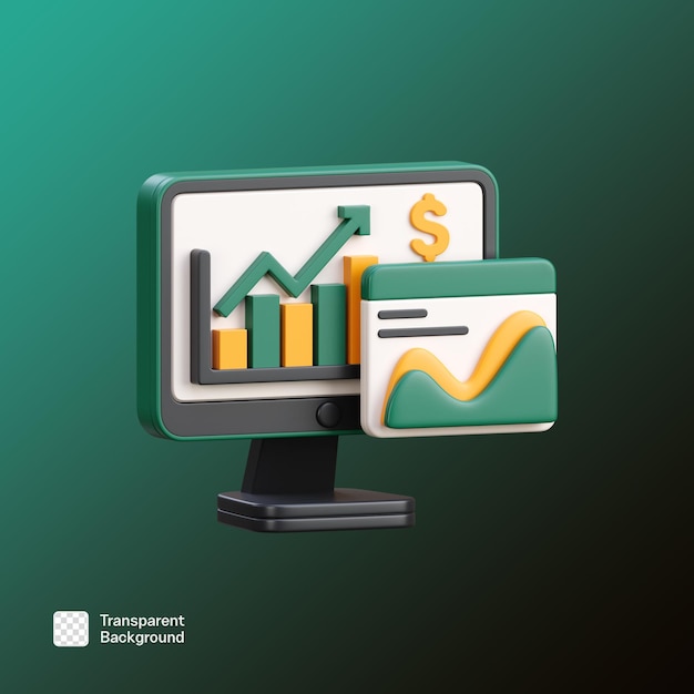 Il mercato azionario 3D Icon Illustration PNG Template