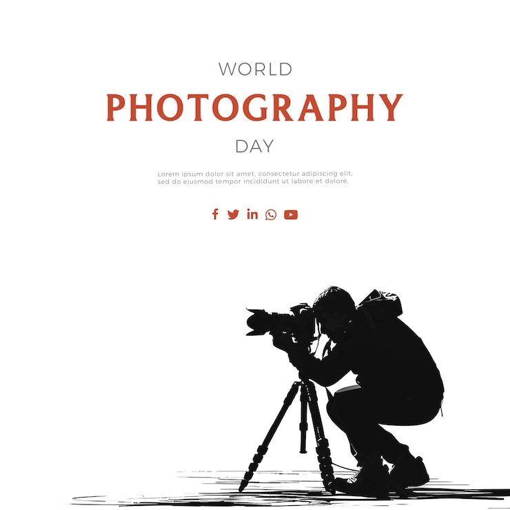 PSD il miglior modello di progettazione per la giornata mondiale della fotografia. estetico, semplice, pulito, capolavoro, sfondo colorato.