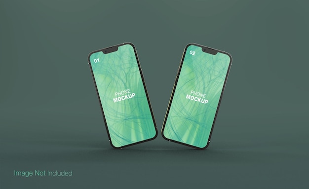 Il mockup di telefoni realistici su uno schermo verde isolato rende PSD