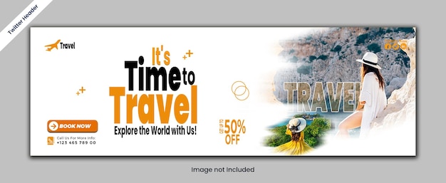 il mondo viaggi Twitter Header design modello PSD