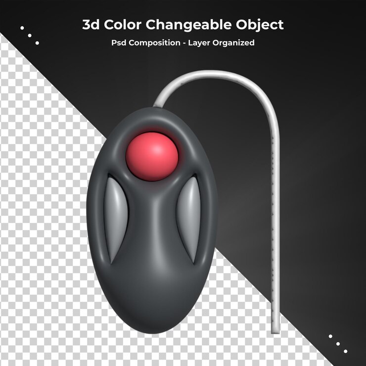 PSD il mouse del computer 3d rende alla moda e moderno nella composizione psd di stile 3d