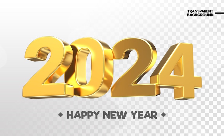 PSD il numero 2024 3d gold render