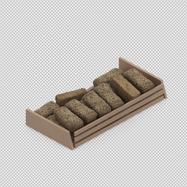 Il pane isometrico 3D isolato rende