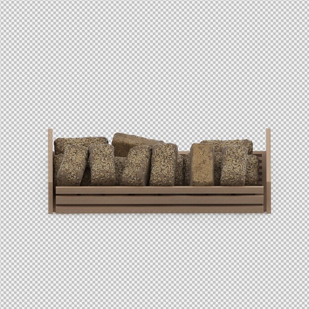 Il pane isometrico 3D isolato rende