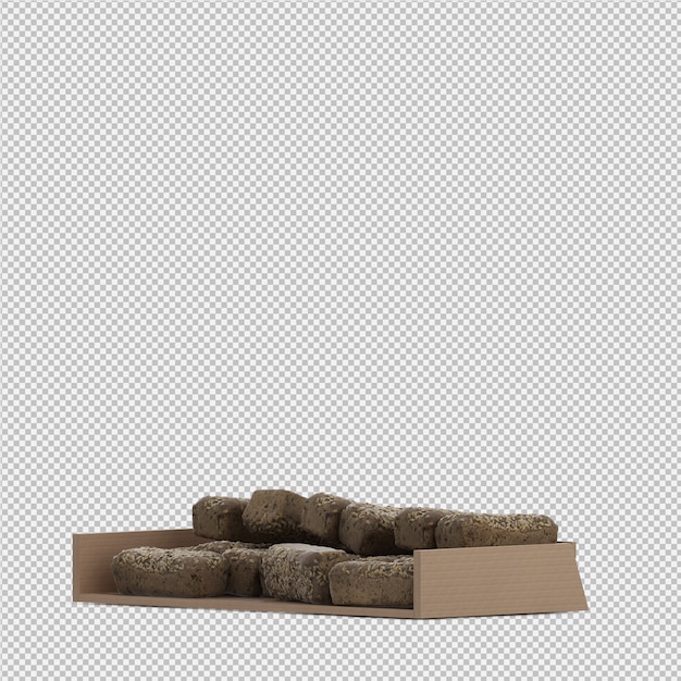 Il pane isometrico 3D isolato rende