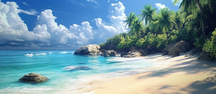 PSD il paradiso tropicale un paesaggio balneare sereno