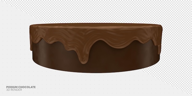 Il podio 3d rende lo sfondo trasparente fuso al cioccolato
