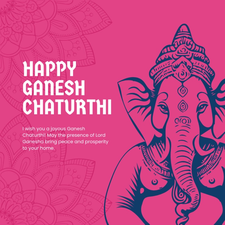 PSD il post di instagram di happy ganesh chaturthi illustrato in blu rosa