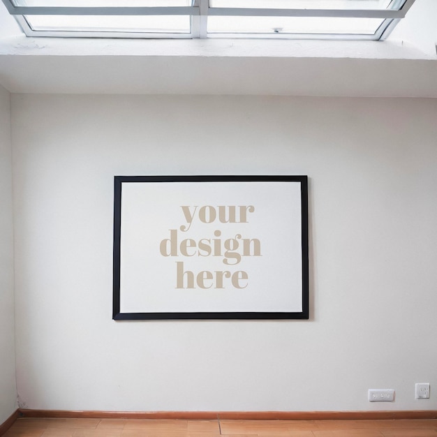 Il poster incorniciato rappresenta l'illustrazione in un interno con un'esposizione d'arte contemporanea