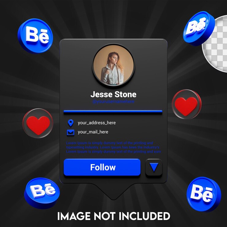 PSD il profilo dei social media di behance segue mockup