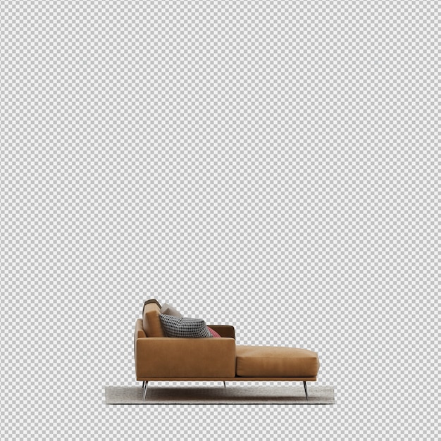 Il rendering isometrico 3D del sofà rende