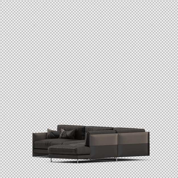 Il rendering isometrico 3D del sofà rende