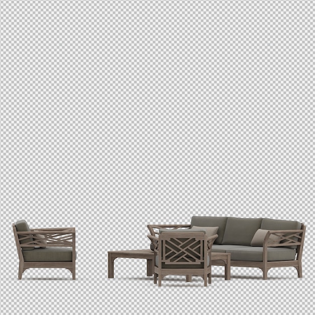 Il rendering isometrico 3D del sofà rende