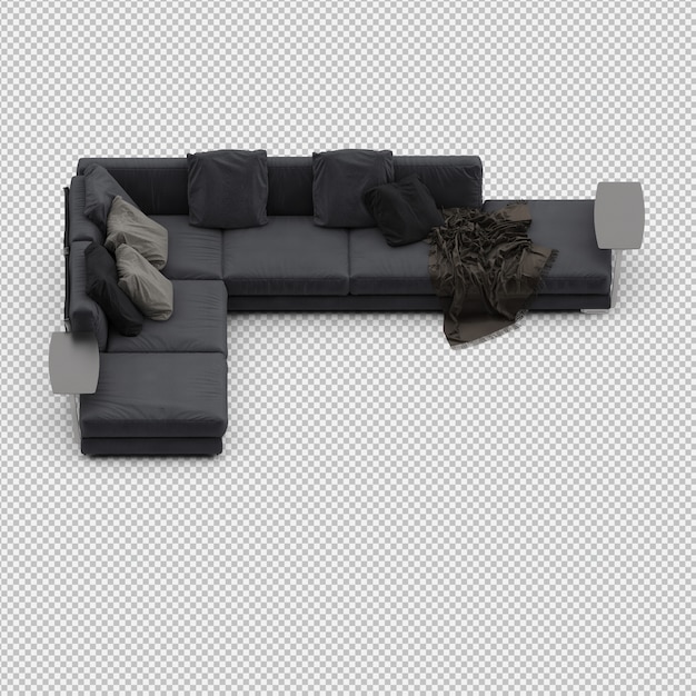 Il rendering isometrico 3D del sofà rende