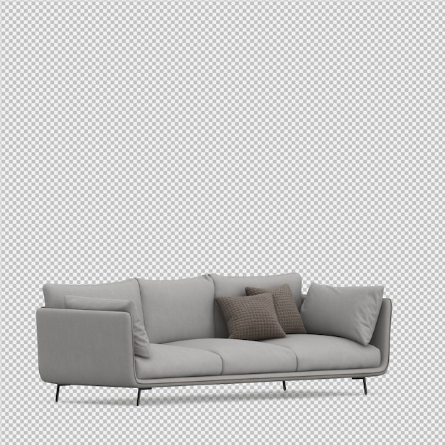 Il rendering isometrico 3D del sofà rende