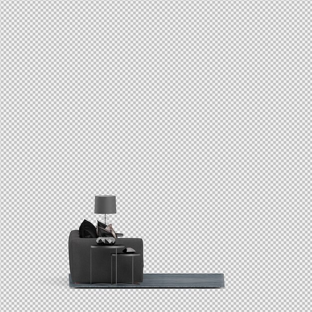 Il rendering isometrico 3D del sofà rende