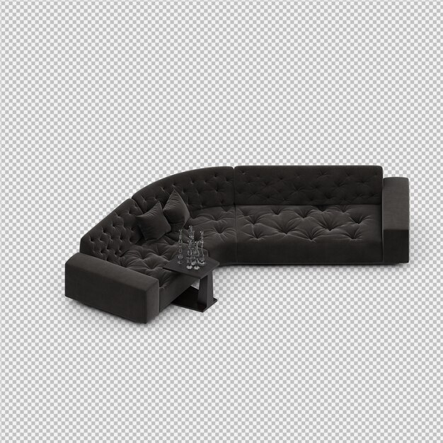 Il rendering isometrico 3D del sofà rende