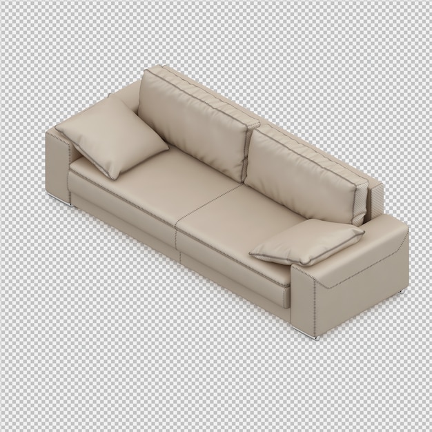 Il rendering isometrico 3D del sofà rende