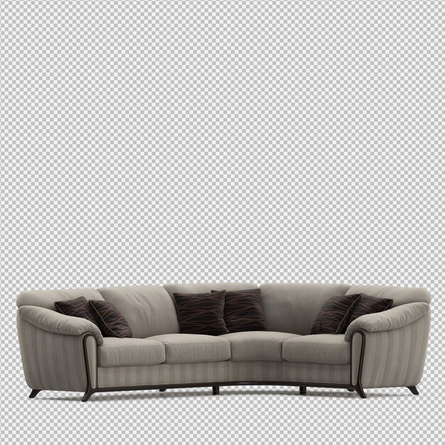 Il rendering isometrico 3D del sofà rende