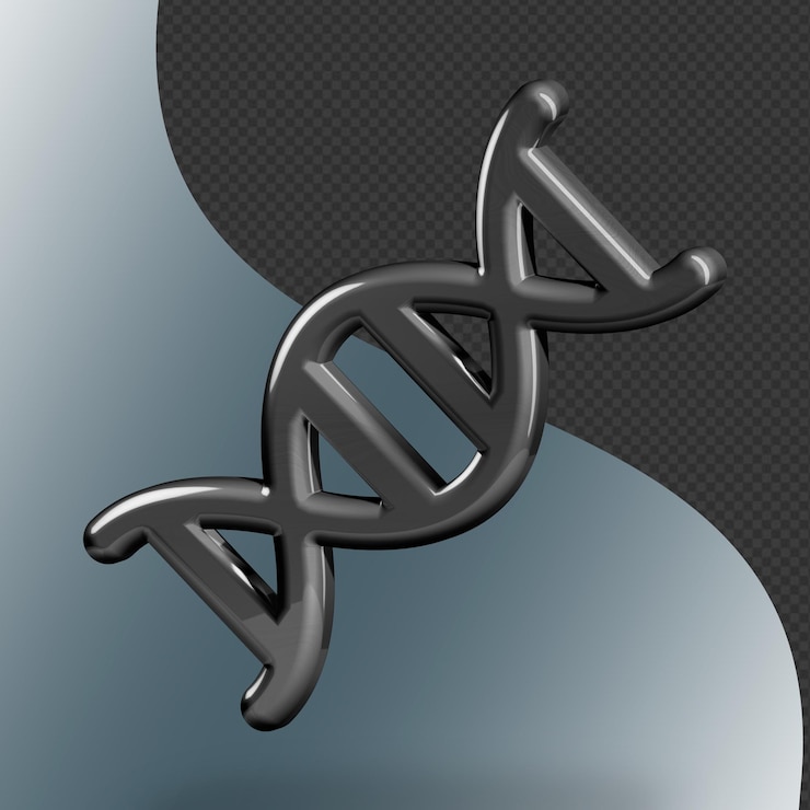 PSD il s'agit d'une icône d'adn 3d magnifiquement conçue avec une belle texture métallique