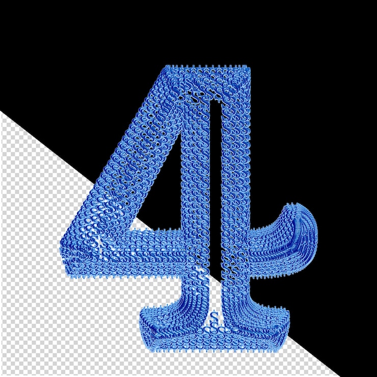 PSD il simbolo fatto del dollaro blu 3d firma il numero 4