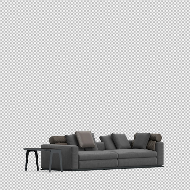 Il sofà isometrico 3D isolato rende