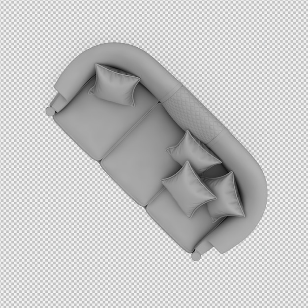 Il sofà isometrico 3D isolato rende