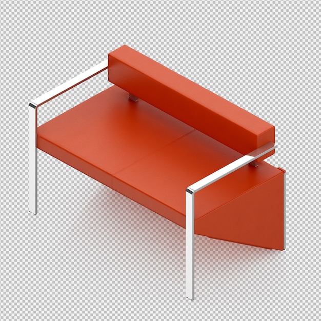 Il sofà isometrico 3D rende