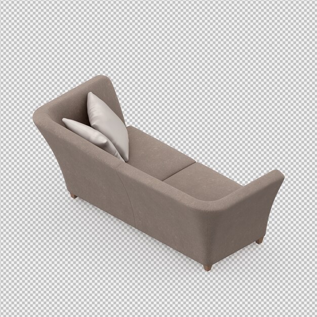 Il sofà isometrico 3D rende